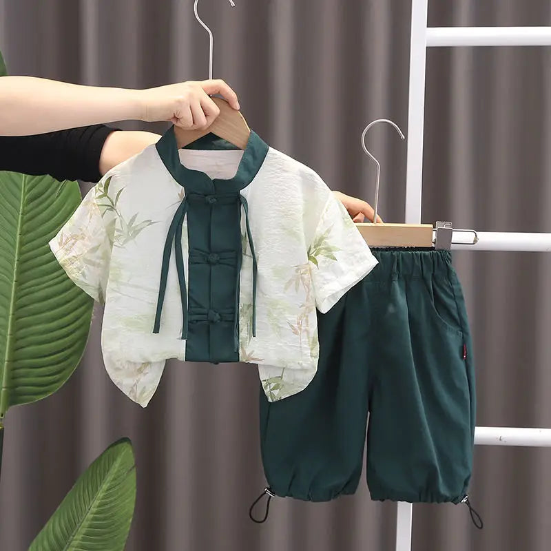Summer Children Kids Girls Boys Clothes Infant Printe National Style Shirt Shorts 2pcs/Set Baby Toddler Costume 1 2 3 4 5 Ages