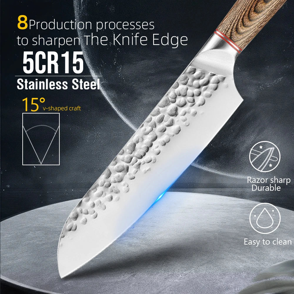 Kitchen Knife Stainless Steel Japanese Chef Knife Full Tang Forged Cleaver Butcher Knife