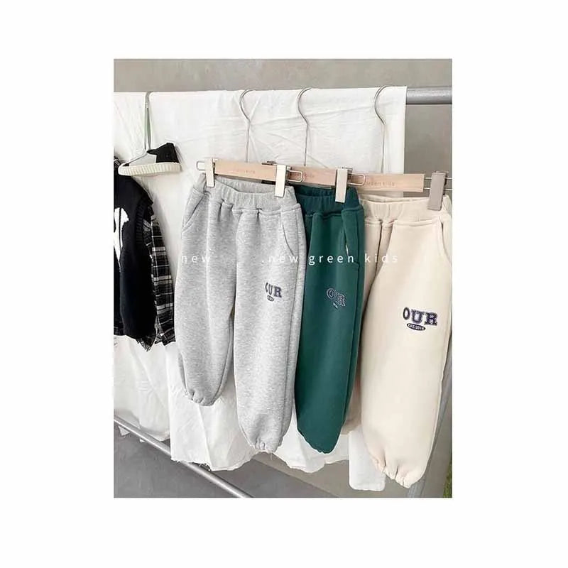 2-6 Years Boys Round Neck Sweater Sets Boys Warm Casual Loose 2Pcs Autumn Spring New Children's Long-Sleeved Letter Sports Suit