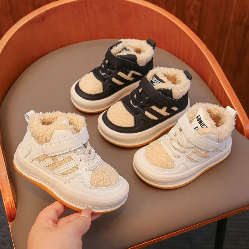 Girls Cotton Shoes Children Plush Thickened Anti-skid Shoes Boys Warm Sports Shoes