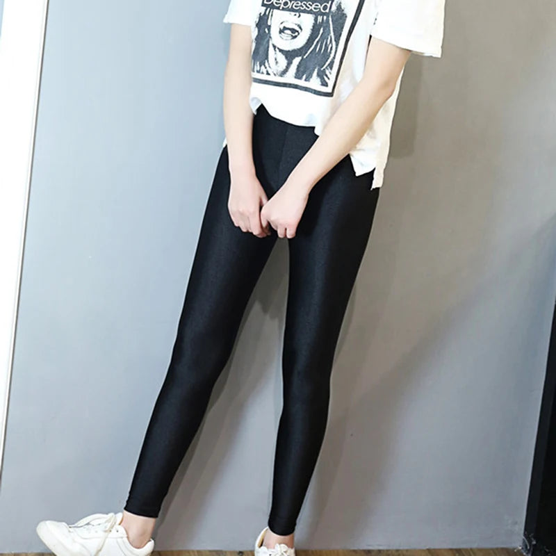 Women's Workout Leggings Casual Shiny Glossy Legging Female Fitness Leggins