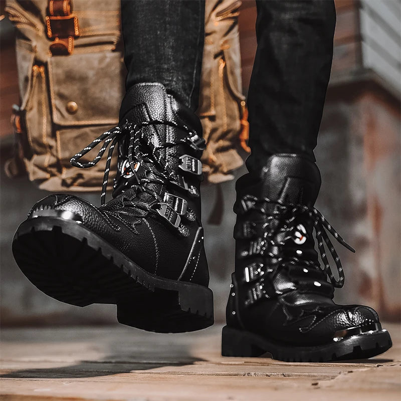 Motorcycle boots four season new men's outdoor fashion plus size high top Cycling shoes comfort anti-collision protective boots