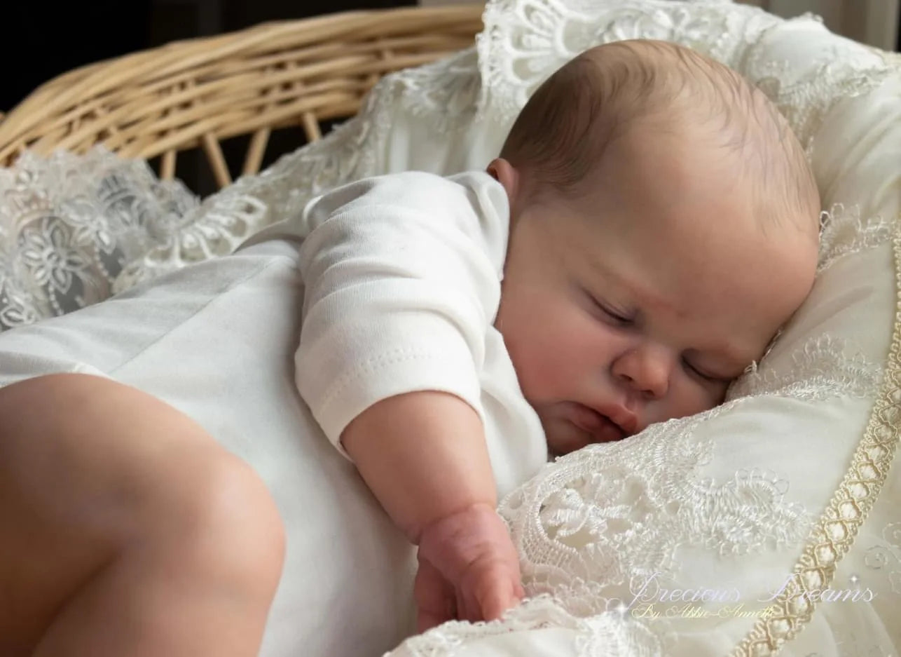 19 Inch Pickle Boy Reborn Toddler Doll Lifelike Sleeping Figure Soft Cloth Body Hand-Painted Hair Cuddly Baby Toy for Collectors
