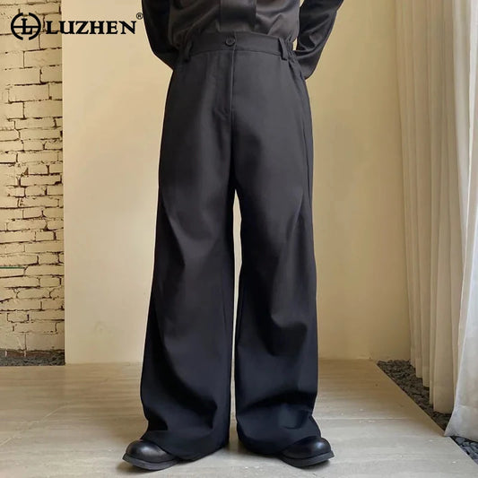 Stylish High Quality Pleated Design Elegant Men Baggy Wide Leg Trendy