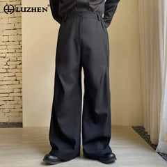 Stylish High Quality Pleated Design Elegant Men Baggy Wide Leg Trendy