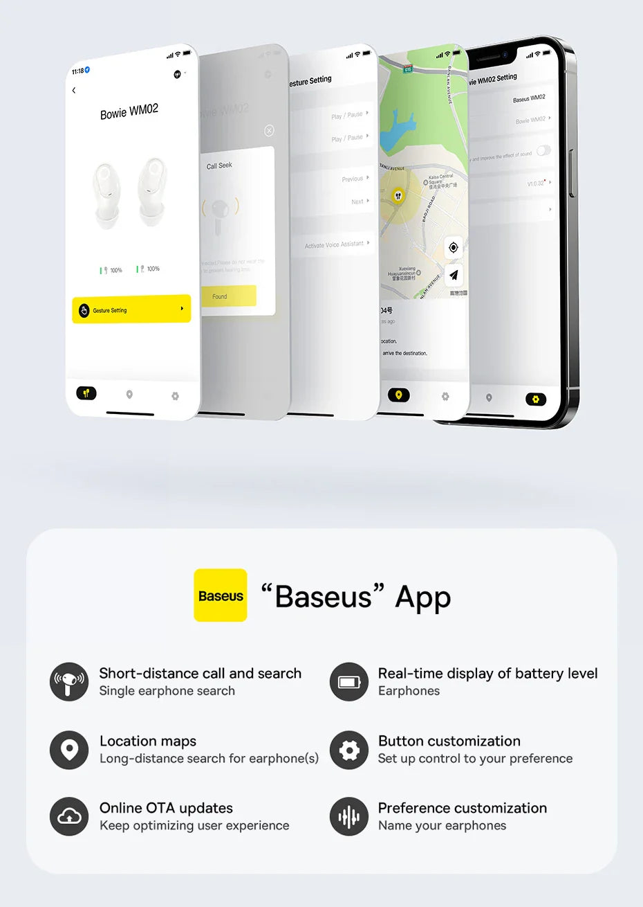 Baseus WM02 TWS Wireless Earphone Bluetooth 5.3 Headphone Headset True Wireless Earbuds Handsfree Ear Buds For iPhone 14 Pro Max