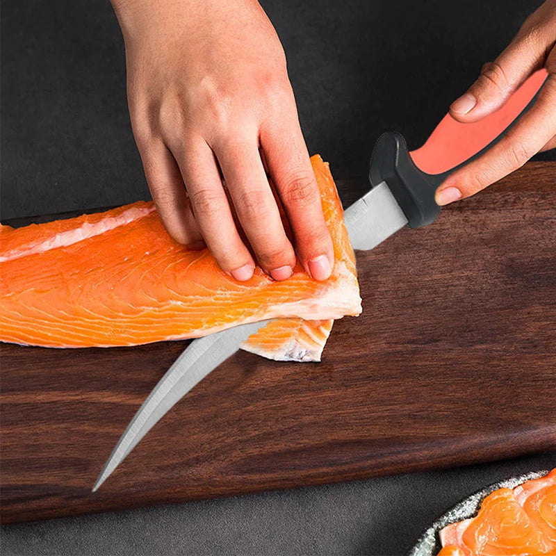 Stainless Steel Back Tooth Scaler with Scabbard Sharp Fish Knife Household Kitchen