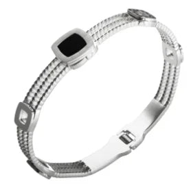 Bamboo Beads Punk Gold Plated Bangle for Women Men Trendy Stainless Steel Metal Bracelets Geometric Round Bead Jewelry Accessory