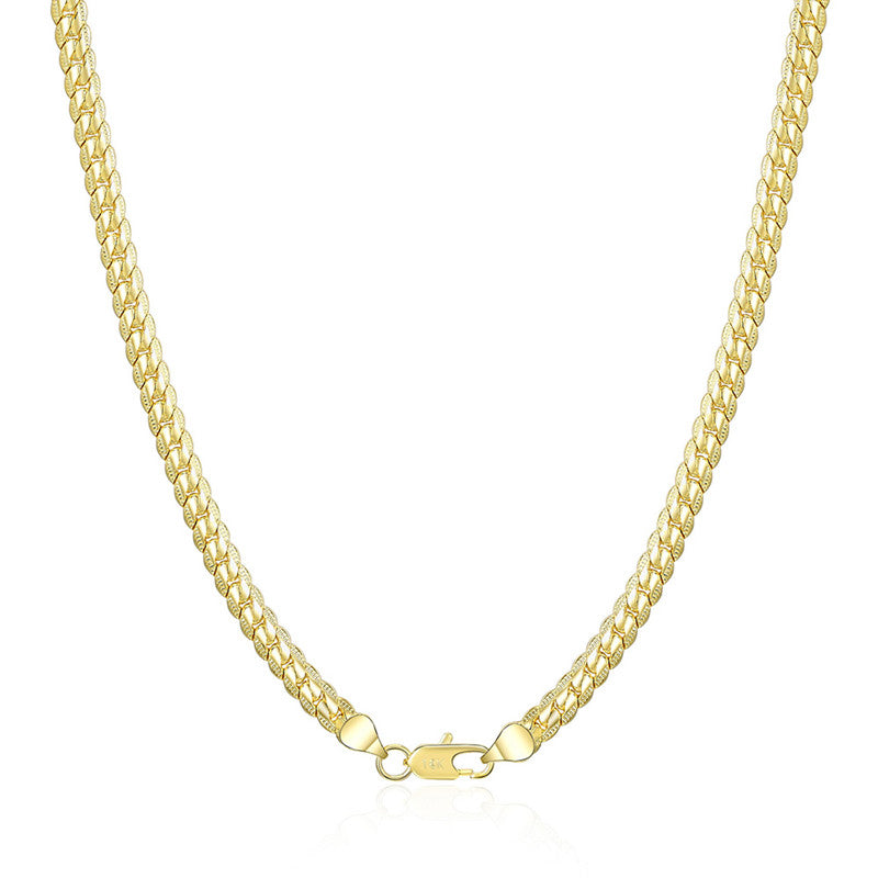 18K Gold/Silver Color 6mm Full Sideways Necklace 8/18/20/24 Inch Chain For Woman
