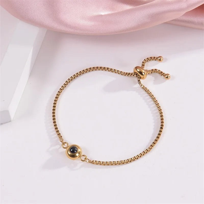 Custom Photo Bracelet Personalized Projection Bracelets with Picture Inside 100 Languages I Love You Stainless Steel Bracelet