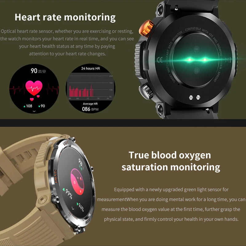 Men's Smart Watch 360 * 360 HD Touch Screen Sports Waterproof Smartwatch Health Monitoring Bluetooth Call Smart Watches