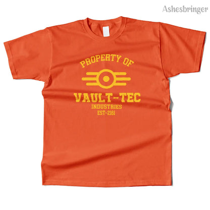 Mens Cotton Property of Vault Tec Graphic T Shirt Street Casual Style Tee for Men and Women
