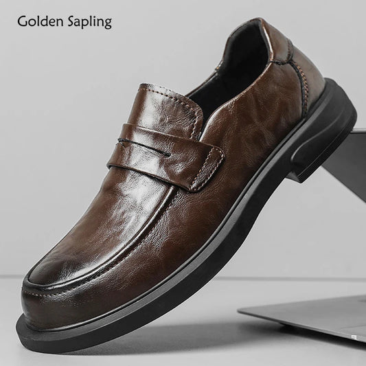 Golden Sapling Men's Formal Shoes Genuine Leather Office Loafers Casual Business Derby Shoe Dress Oxfords Men Wedding Footwear