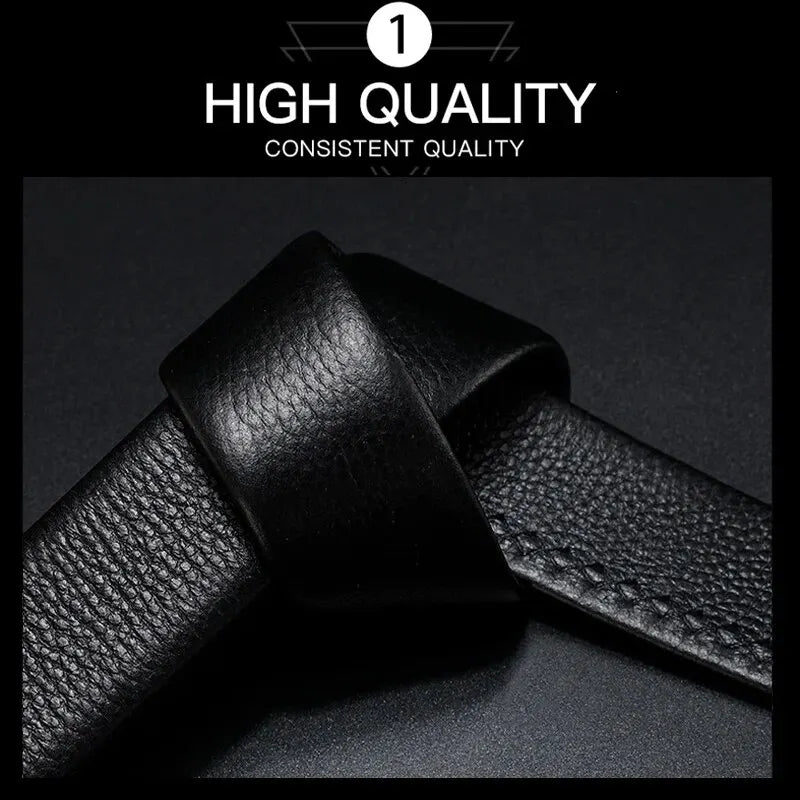 Business Men's Belt Metal Automatic Buckle Work Belt High Quality Men 120cm Leather Belt Business