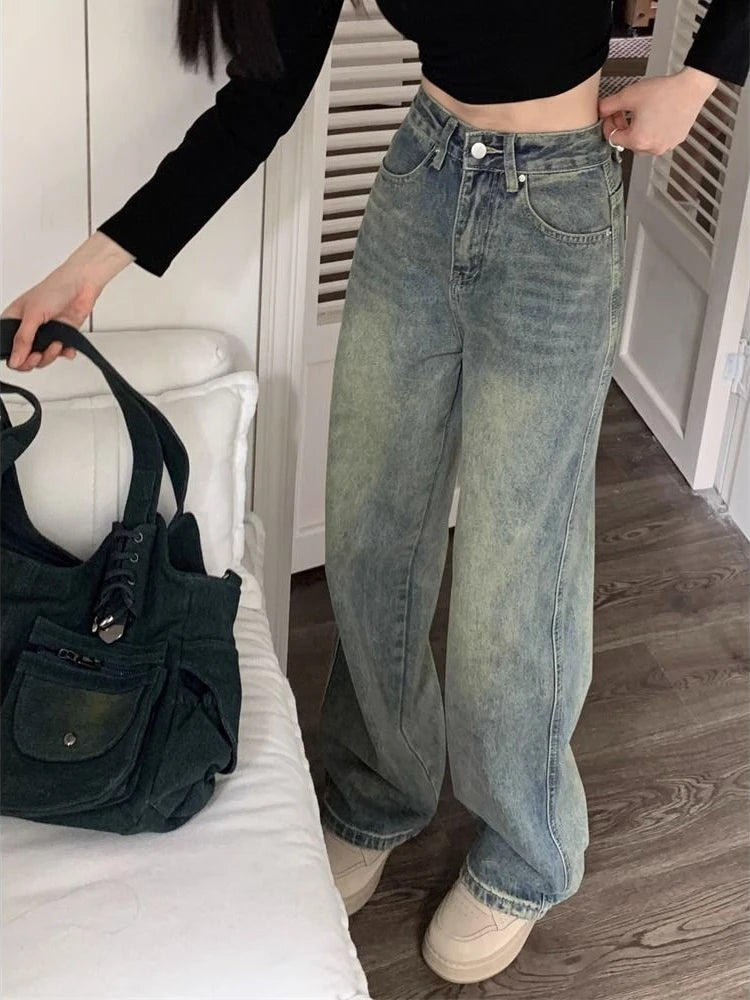 Y2k Baggy Wide Leg Jeans Women Vintage Streetwear Washed Denim Pants