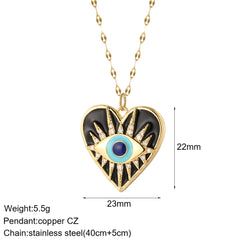 Heart Evil Blue Eye Sun Necklace for Women Cute Dog Bee Elephant Gold Color Pendant