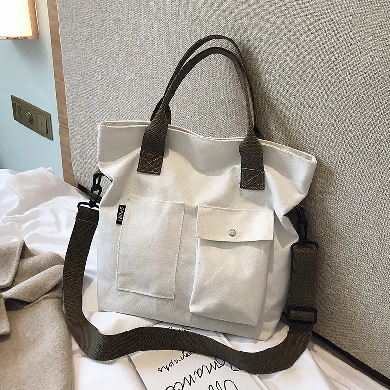 Fashion Canvas Bags students Handbag Shoulder Bag Large Capacity Solid