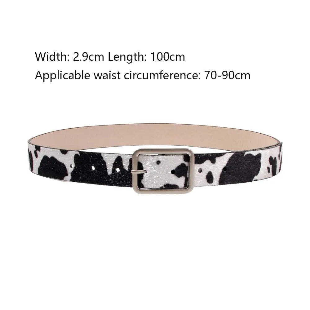Japanese Style Square Buckle Women Belt with Shine Rhinestone PU Leather Gothic Waist Belts Leopard Punk Waistband
