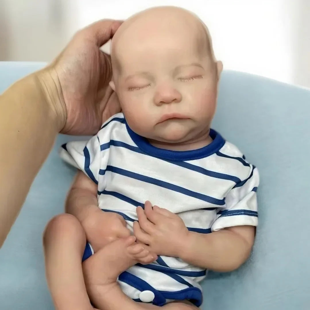 16Inch Open Mouth & Washable Levi Soft Silicone Bebe Reborn Boy Doll With 3D Painted Skin Lifelike Realistic Newborn Boy Doll