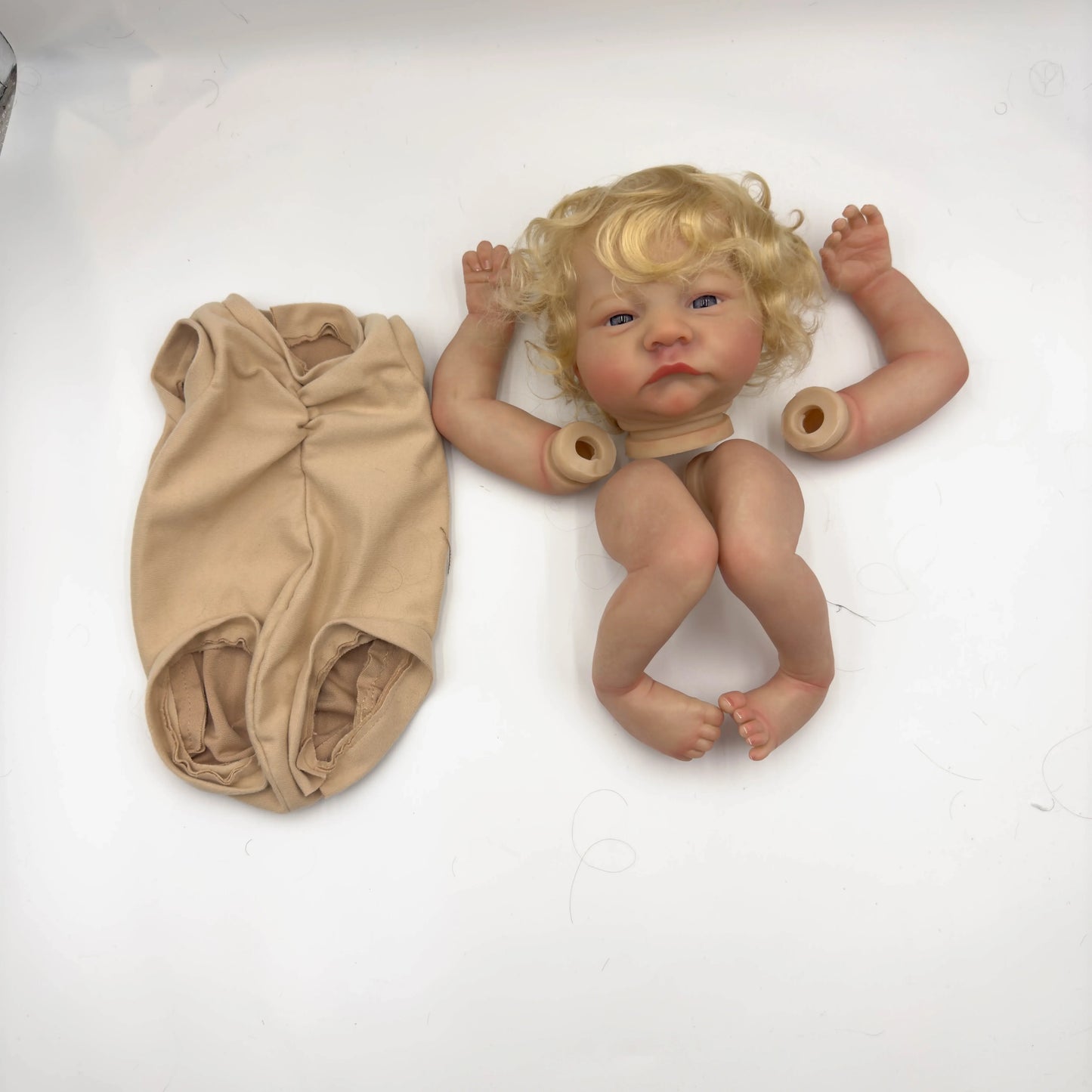 NPK19inch Levi  Awake Already Painted Reborn Doll Parts Lifelike Baby 3D Painting with Visible Veins  Cloth Body Included