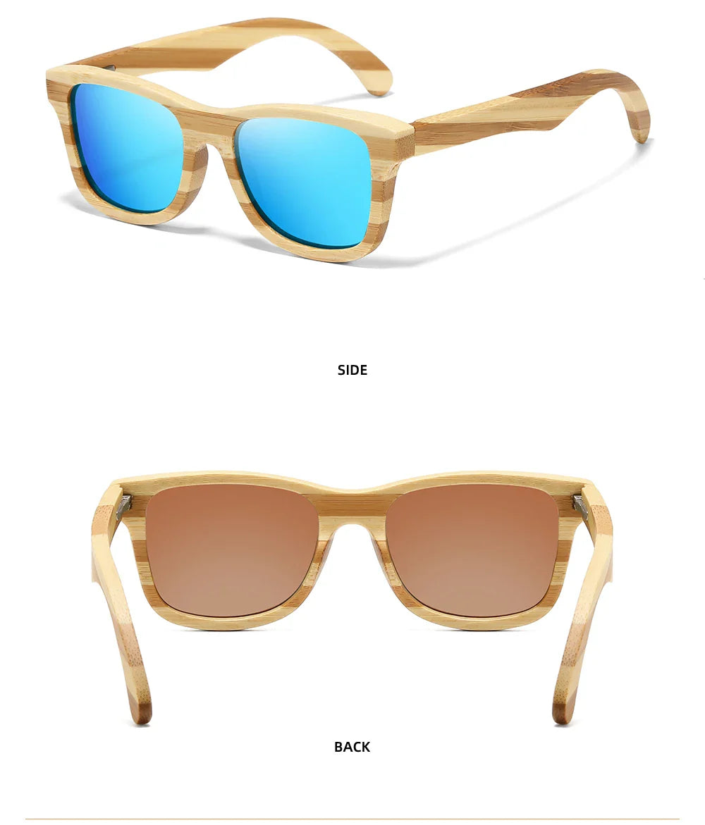 GM Natural Zebra bamboo adult sunglasses Manual polarized glasses Mirror coated lens Glasses Gift box 8621C