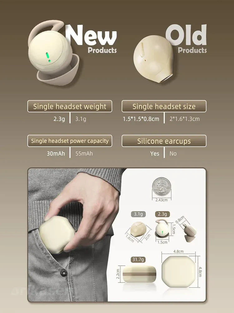 Bluetooth Sleeping Earbuds Mini invisible Small Bluetooth Eraphones Mini Comfortable Noise Blocking for Side Sleeping Home Work
