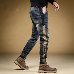 Trousers with Print Stretch Male Cowboy Pants Elastic Cargo Jeans for Men