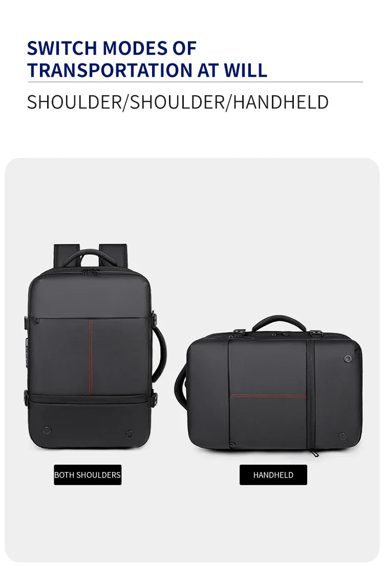 Men's Backpack with Expandable Vacuum Compression, Large Capacity, Dry and Wet Separation, Multifunctional Business Backpack for Short Business Trips