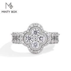 18k White Gold Plated Diamond Ring For Women S925 Sterling Silver Engagement