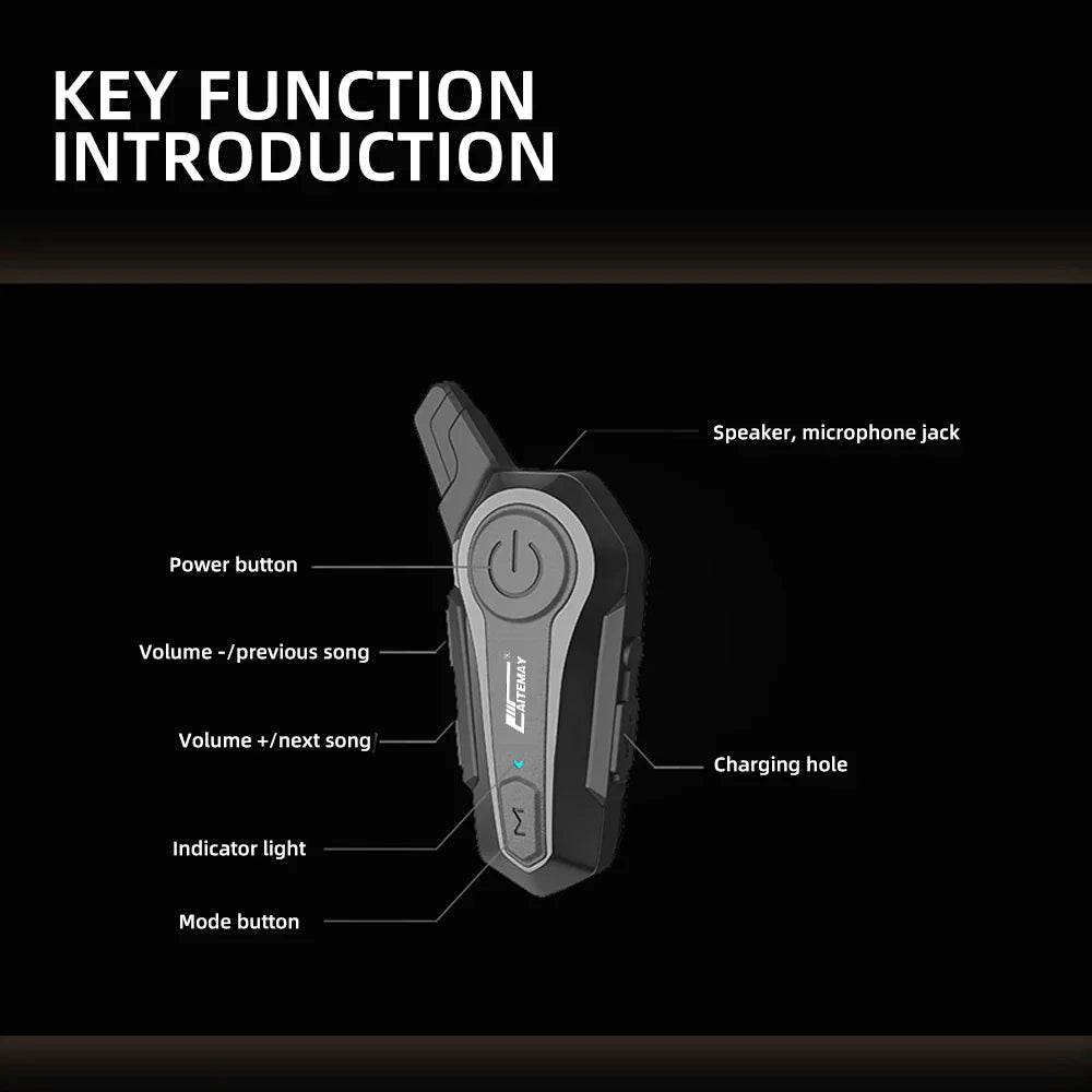 Bluetooth Headphone Motorcycle Helmet Intercom Headset 1000M For 2 Rider Intercomunicador Moto Wireless Interphone Handfree Call