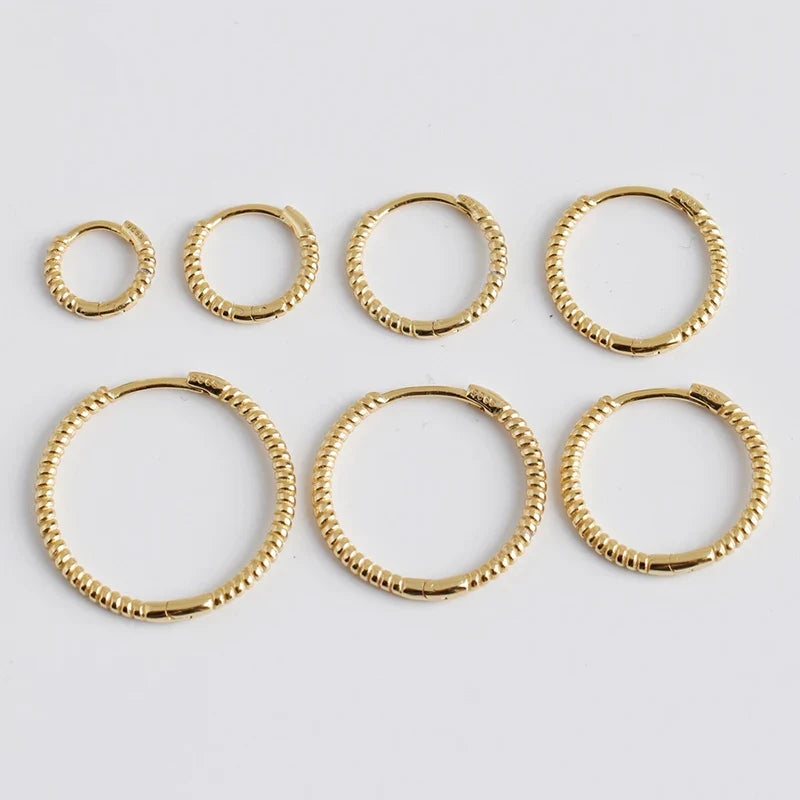 WANTME 925 Sterling Silver Fashion Piercing Charm Twist Huggies Hoop Earrings for Women Rock Gothic Unisex Jewelry Ear Buckles