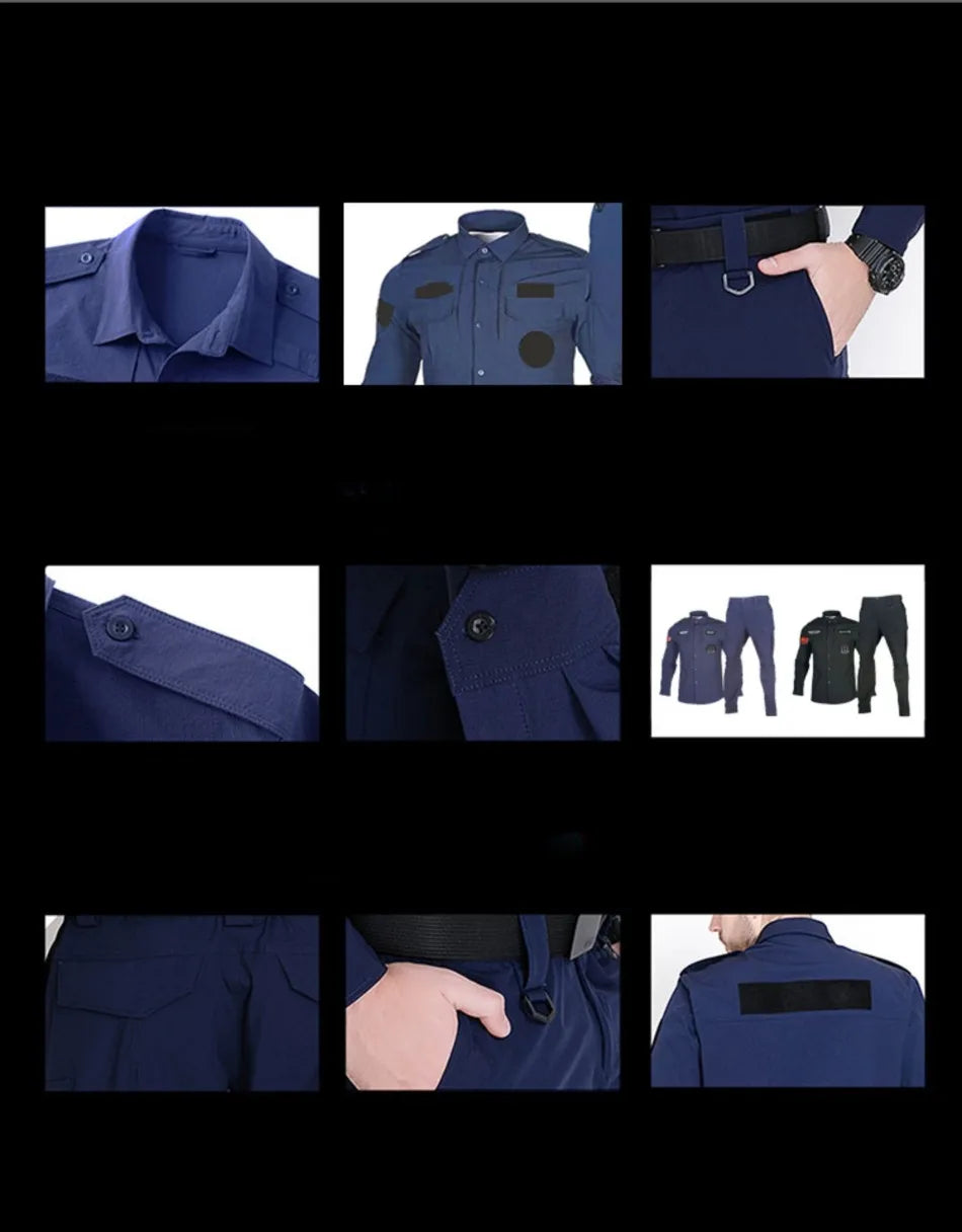 Quick Drying Workwear Suit Men Combat Elastic Tactical Training Set Multi Pocket Man Security Staff Uniform Cargo 2pcs Suits