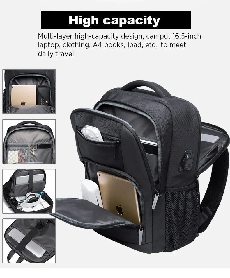 BANGE Sling Travel Laptop Backpack Fits 15.6 Inch Laptop for Men and Women Waterproof with Side Mesh Pocket USB Charging Port
