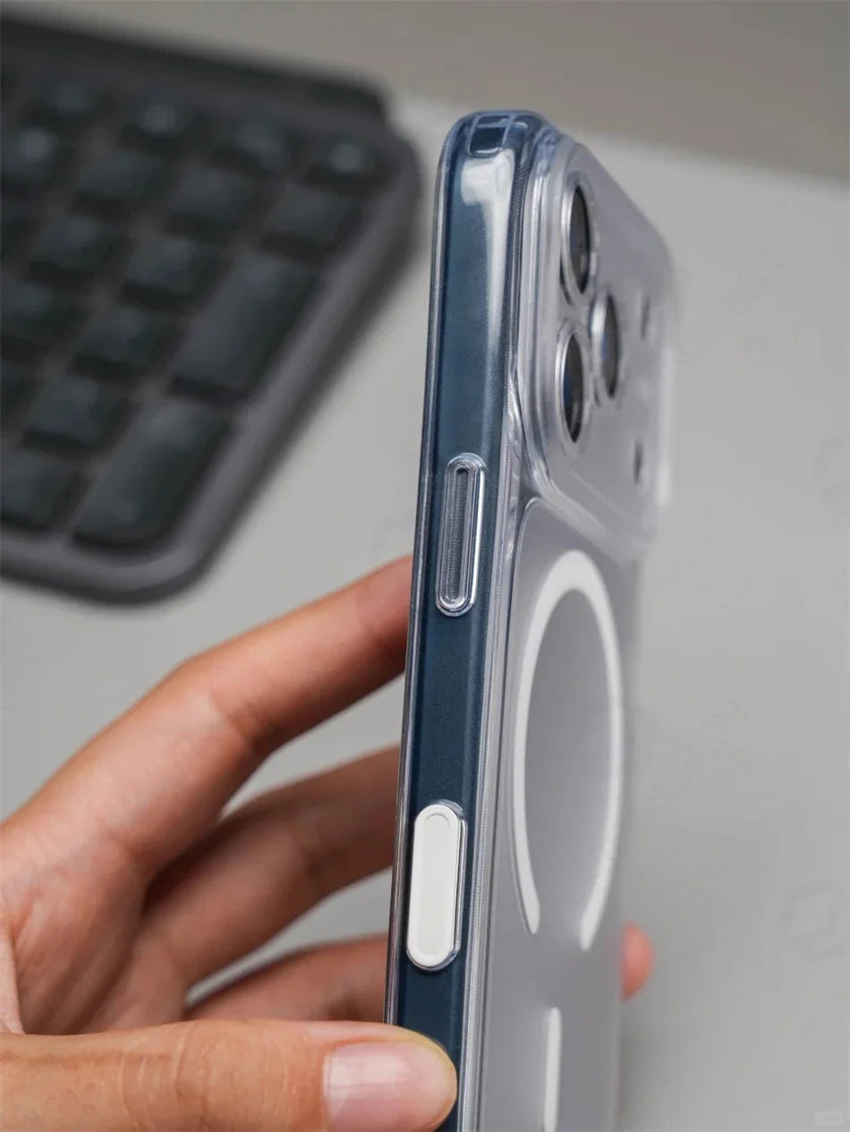 Business Matte Clear Camera Button Magnetic Case For iPhone 17 Pro Max Air 17pro Detachable Lens Shockproof Cover For Magsafe