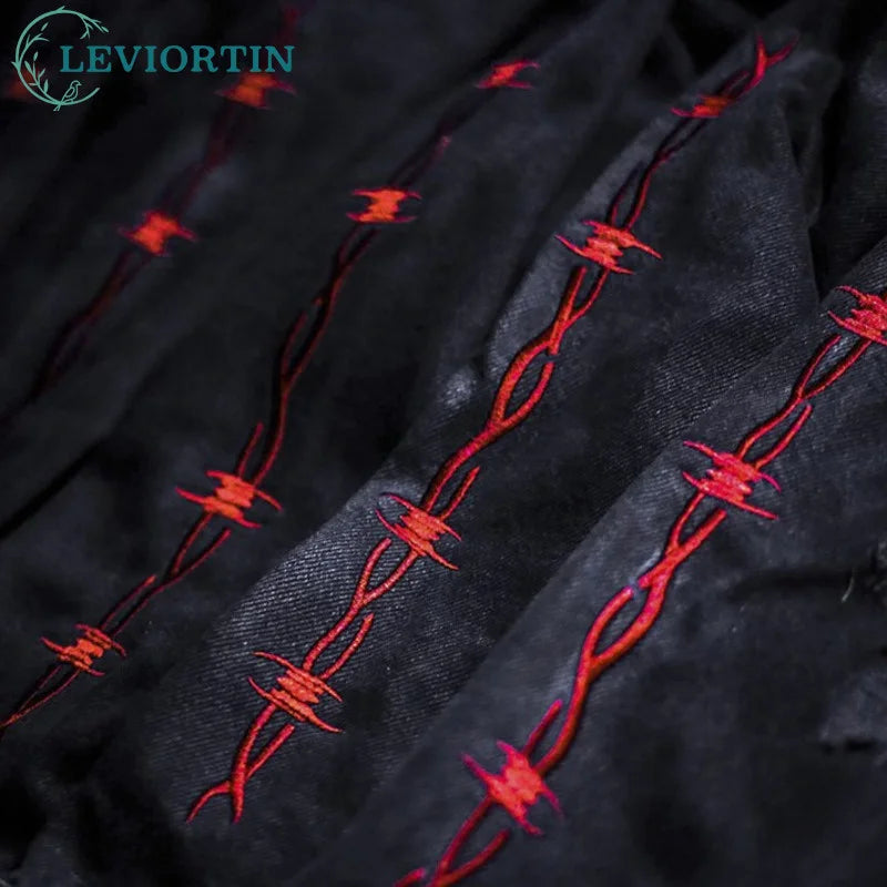 Gothic Demon Hunter Skull Black Denim Jacket