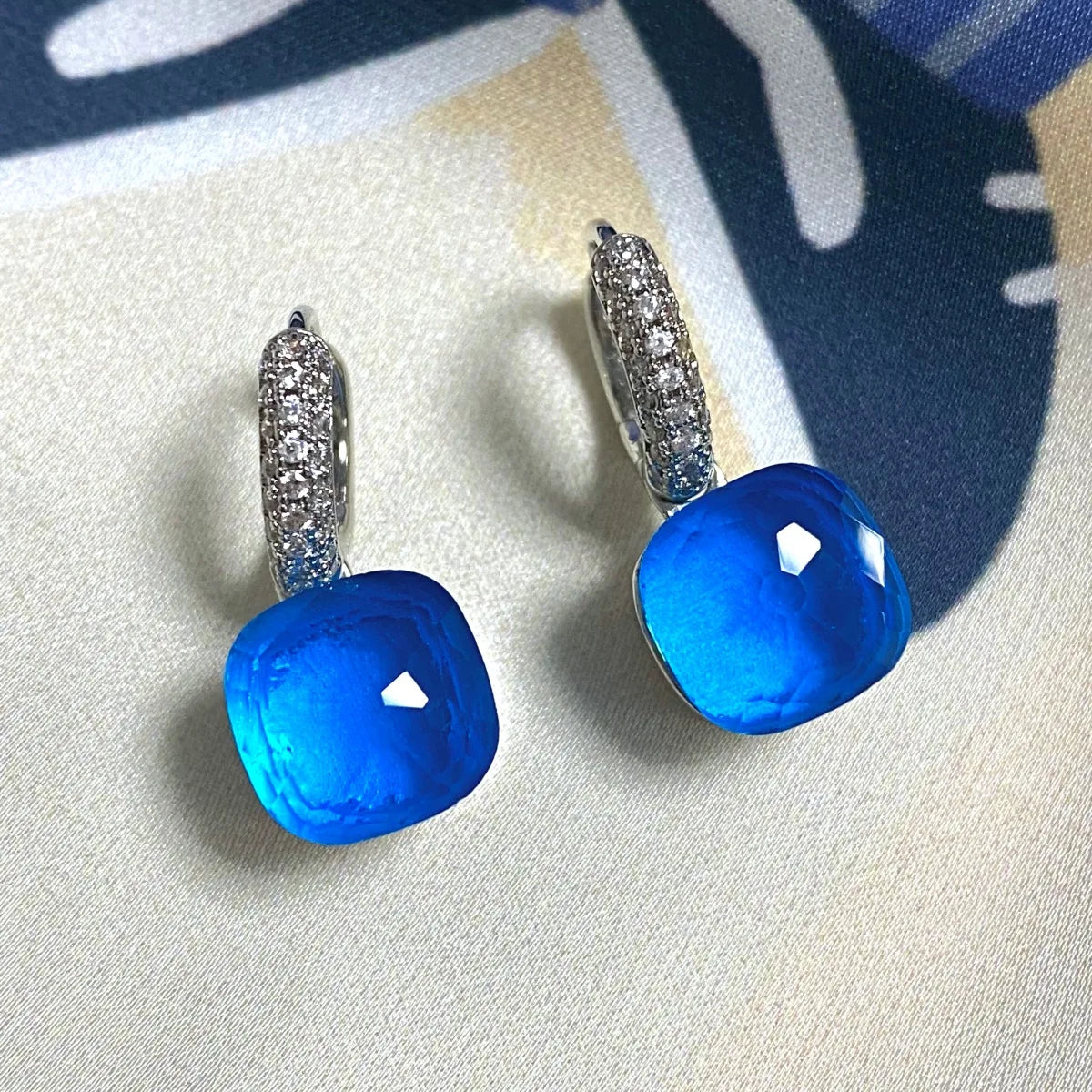 Classic Candy Color Earrings Inlay Transparent Zircon 27Colors Crystal Earrings Platinum Plated Fashion Jewelry For Women