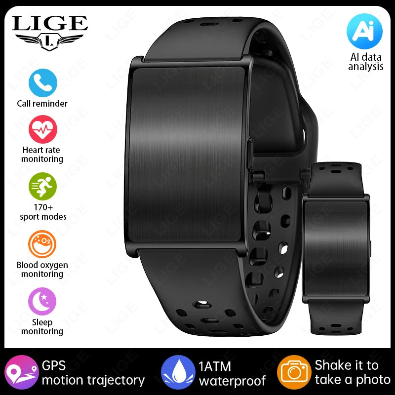 LIGE No Screen Smart Watch Men's Sports Outdoors Fitness Heart Rate Monitor 1ATM Waterproof New Smartwatch For Andrio IOS 2025