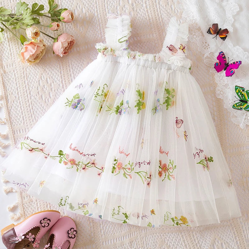 Summer Girls Birthday Dresses Pink Tulle Formal Event Costumes Girls First Communion Dresses Kids Dresses