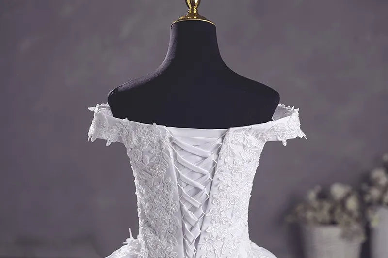 White Bridesmaid Dresses: Pure White Wedding Dresses Elegant Boat Neck Ball Gown