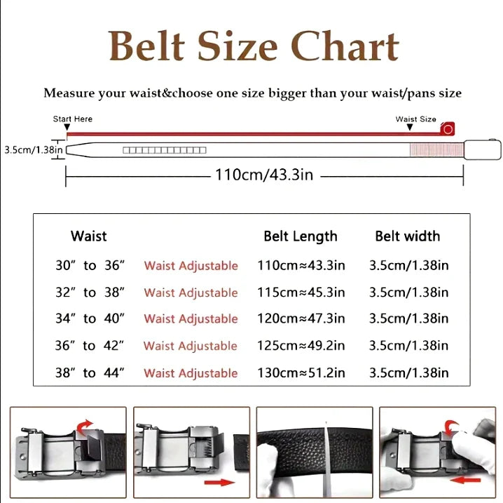 OYIFAN Fashion Men's Belt Automatic Belt Cowhide Genuine Leather Automatic Buckle,Designer Belts,Business Casual Belts for Men