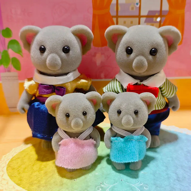 Forest Family Reindeer Rabbit Panda Animal Simulation Dollhouse Furniture Toy Set House Accessories Christmas Gifts for Kids