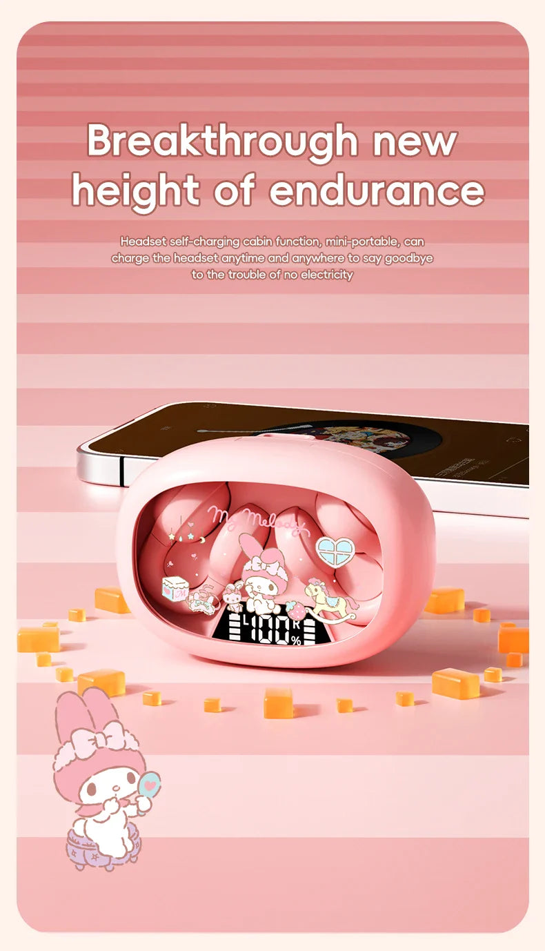 X53 Wireless Headphones Bluetooth Headset Smart Digital Display Volume Adjustment Cute Cartoon Ear Clip Wearing Comfortable
