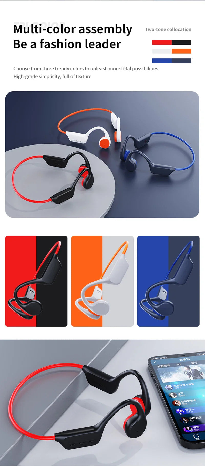 True Bone Conduction Headset IPX8 32GB Bluetooth 5.3 Wireless Swimming Headphone With Microphone Waterproof Exercise Fitness