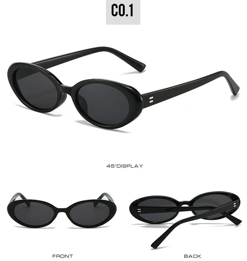 Retro Vintage Oval Sunglasses Woman 2024 Brand Designer Round Sun Glasses Men UV400 Punk Style Luxury Eyewear Female Oculus