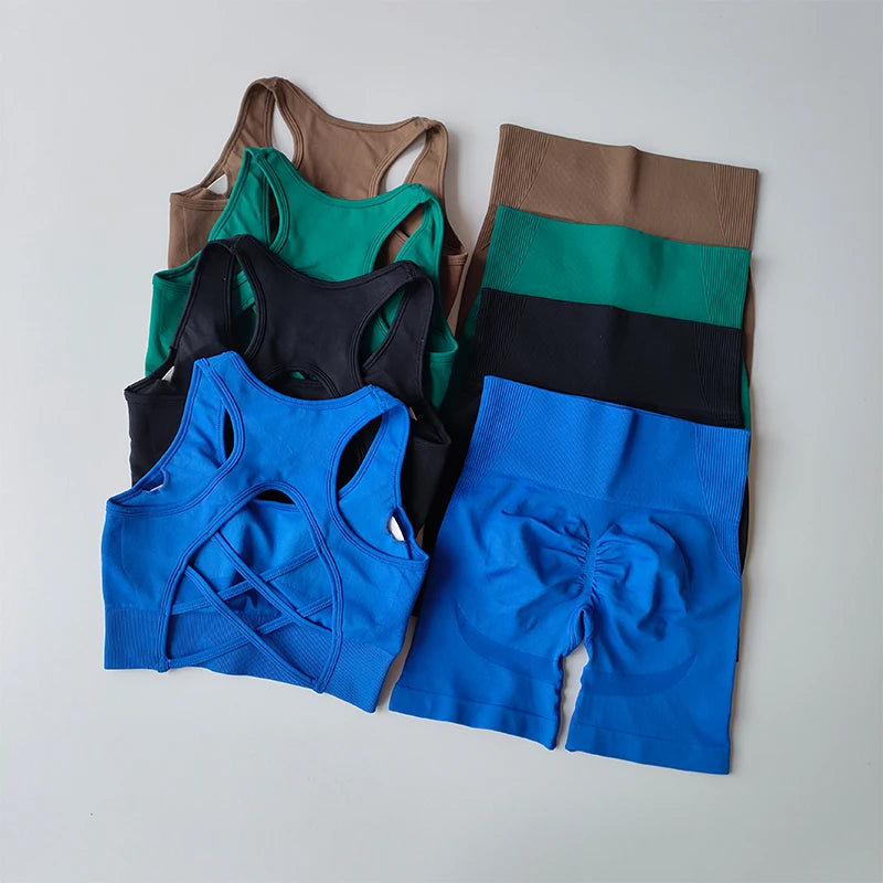 High Waist and Hip Lifting Fitness Set for Women with Beautiful Back Sport Bra Yoga Dress