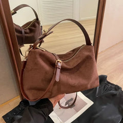 Zipper Solid Color High Capacity PU Shoulder Bags for Women