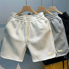 Shorts Men'S Casual Jogging Sport Short Pants Wave Pattern Solid Male Drawstring