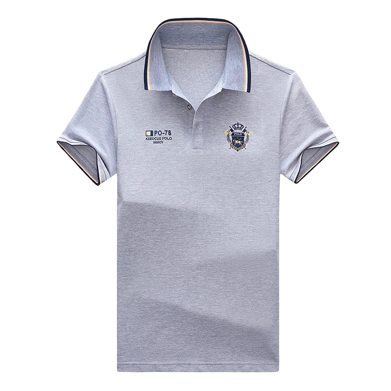 New Men's Casual Embroidery Short Sleeve Polo Shirt Fashion Solid Color Top