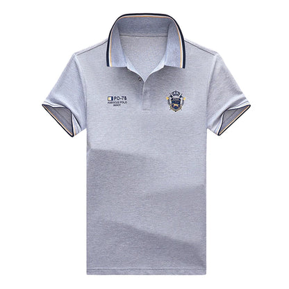 New Men's Casual Embroidery Short Sleeve Polo Shirt Fashion Solid Color Top