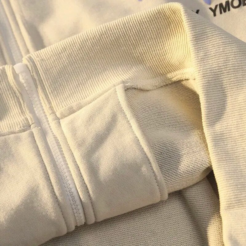 Letter Print Zip Up Hoodies Women Men Jacket Casual Hip Hop Harajuku Streetwear Clothes